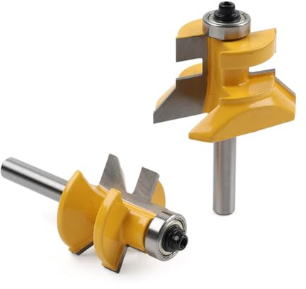 GZYF 8MM Shank Tongue and Groove V-Notch Wainscotting Router Bit Cutter Woodworking Flooring Milling Set Steel Yellow & Silver 1Pc
