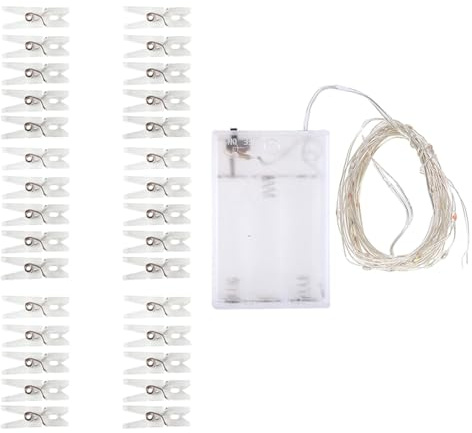 Guirlande lumineuse 3 m avec 30 pinces en plastique transparent pour décoration de chambre