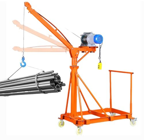 4 Wheel Mobile Heavy Duty Electric Hoist Telescopic Crane with Aerial Mounting Bracket, 500Kg Load Capacity, Ideal for Easy Handling and Lifting in Various Industrial Applications