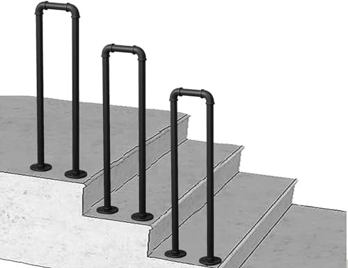 Barandilla de escalera para exteriores, pasamanos de hierro forjado resistente para mayor seguridad en jardines y lofts