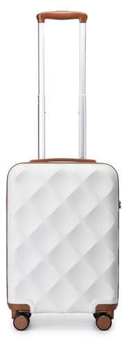 British Traveller Handgepäckkoffer 54x36.5x21.5 cm Leichter Reisekoffer aus ABS+PC mit TSA-Schloss, 4 Rollen Koffer Trolley