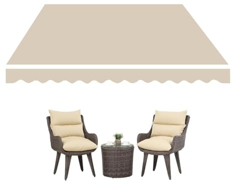 Tessuto di Ricambio per Tende da Sole 2.0m 3.0m 5m, Ricambio per Tende da Sole Retrattile Manuale, Telo di Ricambio per Tende da Sole con Mantovana, Nessuna Cornice(Beige,300x200cm)