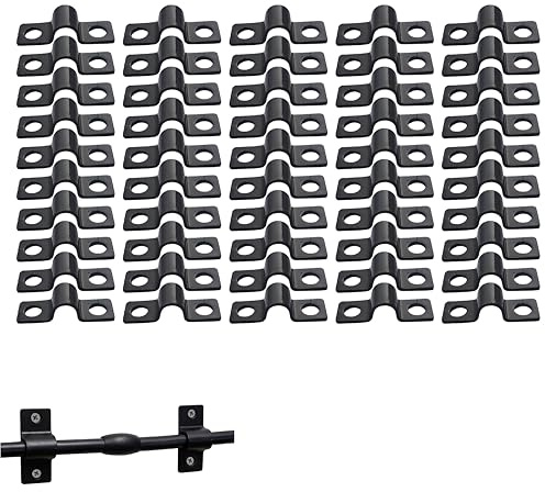 CQXSYTBN 50 Morsetti per Tubi a Forma di U, 6 mm, con 2 Fori, Staffa per Connettore Resistente per Cavi Conduttori, Nero – Morsetti in Acciaio Q235 per Fissaggio di Tubi e Cavi, Design Robusto