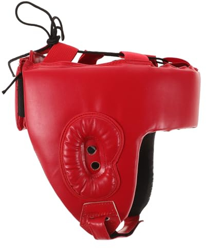 DECORNIJIA Boxing Headgear and Taekwondo Guard Adjustable Red Helmet with Face Protection Padding for Sparring, Martial Arts, Kickboxing, and Combat Sports Training