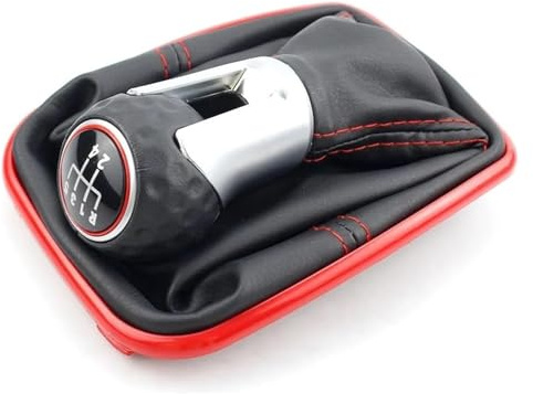 Manuell Schaltknauf Für VW Für G&olf 4 MK4 Für G&olf 5 Für G&olf 7 MK7 Auto-Schaltknauf Mit Kofferraumabdeckung Griffgehäusekragen 12mm Loch 5 6 Geschwindigkeit(Orange)