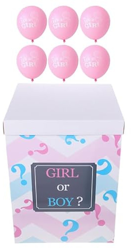 Gender Reveal Balloon Box, Giant Gender Reveal Set with 6 Pink Balloons, Boy or Girl Shower Party Decorations for Pregnancy Announcement Props Shower Party and Baby Disclosure Celebration (For Girl)