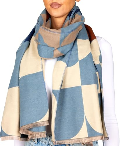 BRUBAKER Cashmirillo Damen Schal mit Modernem Muster - 70 x 200 cm | Warm, Kuschelig und Oversized - Damenschal für Herbst und Winter - Winterschal - Weiches Kaschmir-Gefühl