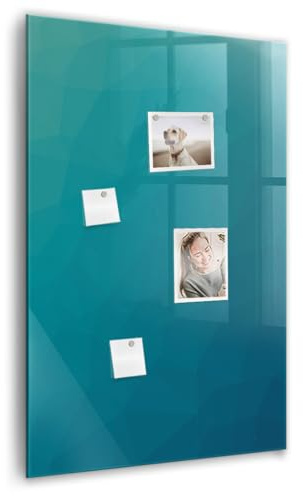 Magnetische Glas-Memoboard Tafel inkl. Neodym-Magnete, Marker & Schwamm | Edles Design & langlebige Oberfläche | Für jeden Raum - 60x90 - Geometrische Abstraktion