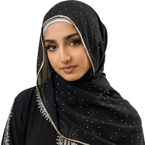Zidoley Kopftuch Damen Hijab, Turban Damen für Ramadan Geschenke Muslimische Geschenke, Chiffon Christliches Jersey Kopftuch Head Scarf Women (Schwarz)