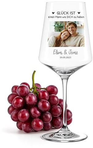 Love Faith personalisiertes Weinglas - Lieblingsmensch - Mit Foto & Namen | Edles Weinglas mit deinem Lieblingsfoto - Trage Spruch & Namen ein - Schönes Geschenk für deinen Lieblingsmenschen