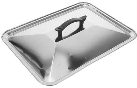 Pfannendeckel mit Großem Griff Rechteckiger aus Edelstahl, Silber | Spritzsicher, Hält Speisen Warm, Leicht Anzuheben, für Küchengeräte und Kochgeschirr