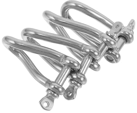 Veemoon 4 Manilles à Chape Torsadée en Acier Inoxydable 5 Mm – Lot de 4 Pièces – Manille d'ancrage Marine Robuste Goupille de Vis – Accessoires de Gréement pour Bateaux et Voile Sportive