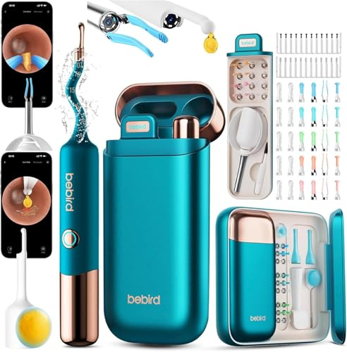 Bebird Pro Ear Wax Removal Tool Earsight Ultra,5G WiFi and 1080P HD Otoscope,Flexible Ear Cleaner with 2K HD Visual Camera and 30 Replacement Tips, Earwax Removal Dropper for Adults,Kids