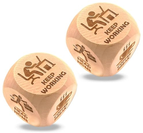 GNALIA 2 Stück Anti Stress Würfel, Set Mit 6 Lustigen Aktionen Zum Stressabbau, Geschenk Für Kollegen Studenten Freunde, Büro Spielzeug, 2,5 Cm X 2,5 Cm, Braun