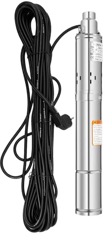 PBTERDTF Tiefbrunnenpumpe 3 Zoll Edestahl Brunnenpumpe Tauchpumpe (80 m Förderhöhe 1600 l/h Fördermenge. 250W, 20 dB) Wasserpumpe Garten IP 68 für Bewässerung Wasser-Versorgung (3 250W)