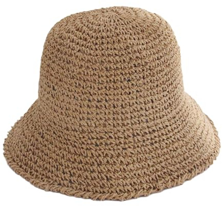 HTTDSLF Sombrero de Sol para Mujer, Sombreros Mujer Verano, Paja de Verano Plegable de ala Ancha, para Viajes, Protección Solar, Transpirable, Ligero, Vacaciones al Aire Libre