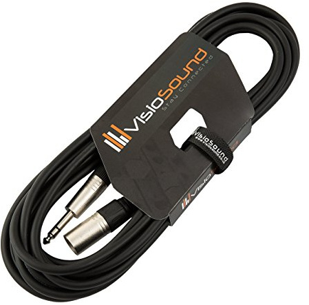 VisioSound Male XLR to 6.35mm Stereo TRS Jack Lead Audio Cable (Black, 6m) | Noiseless OFC Balanced Signal, Audio, Speaker, Patch Cable / 10 Colours