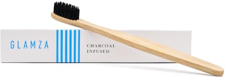 Glamza Brosse à Dents en Charbon de Bambou Antibactérienne Souple Fine et Douce Écologique Vegan