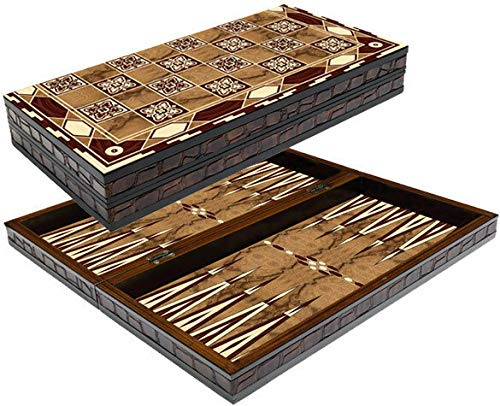 Chessgammon - Set da tavolo in legno pieghevole e pesante, motivo Backgammon, 50,8 cm