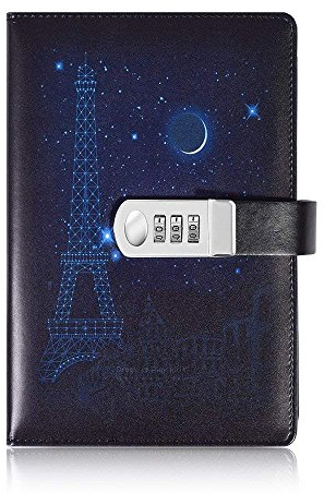 ToiM Himmel Thema Tagebuch mit Passwortsperre A5 PU Tagebuch mit Kombinationssperre Geheimes Notizbuch (C)