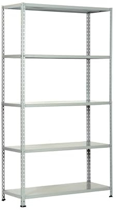 PEBSHOP SCAFFALE KIT IN LAMIERA Colore Grigio chiaro 5 Ripiani (L. 80 x P. 40 x H. 200 cm.)