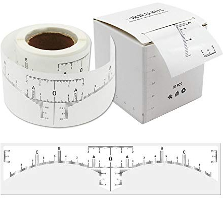 HOTWE Eyebrow Ruler Sticker for Microblading - Disposable Adhesive Eyebrow Measurement Stencil for Tattooing - brow Makeup Tools (50Pcs of Pack)