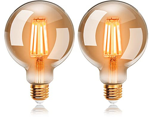 EXTRASTAR Ampoules LED Edison Vintage G95 E27, 4W Blanc Chaud 2200K, Ampoule Rétro à Filament, Equivalent à Ampoule ampoule traditionnelle 40W, Non-Dimmable, Lot de 2