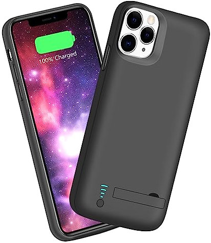 Sitong Battery Case for iPhone 11 Pro Max, 6000mAh Rechargeable Extended Battery Charging Charger Case, Add 110% Extra Juice, Support Wired Headphones Black