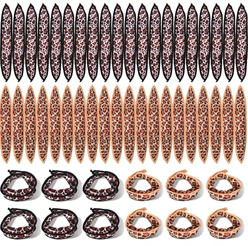 Bememo 40 Pieces Soft Curlers Hair Rollers Overnight Heatless Pillow Rollers for Hair Satin Sponge Curlers to Sleep in No Heat for Long Short Styling Tools(Leopard)