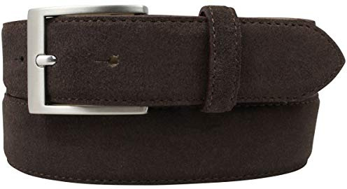 BELTINGER Italienischer Veloursleder-Gürtel, 35 mm breit, Herren, Anzuggürtel, Hosengürtel, Wildleder, Schließe Silber