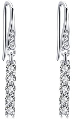 Tropfen Ohrringe, Silberohrringe Runder Zirkonia 925 Silber 28mm Mädchen Schmuck Angelhaken