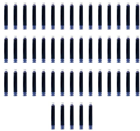 HUIOP Encre pour stylo plume,Cartouches d'encre pour stylo plume 50 pièces Cartouche de recharge d'encre de couleur bleu foncé avec diamètre d'alésage de 3,4 mm pour fournitures de papeterie d'école