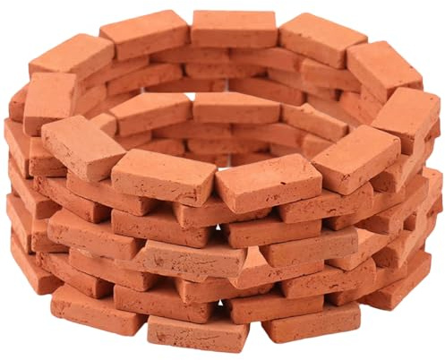 Mini Ziegelstein 150 Stück Mini-Steine Winzige Steine -Rote Wand Realistische Miniatursteine ​​1:16 Für Puppenhaus-Gebäude Modell Landschaftsbau Zubehör DIY-Garten