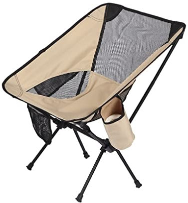 Habrur Campingstuhl Faltbar Angelstuhl Klappbar Premium Beige Outdoor Camping Klappstühle Ultraleichte Gartenmöbel Relaxstuhl Angelzubehör Klappstühle Camping Stuhl (Color : A)