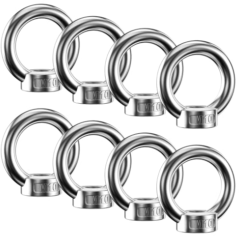Lectorias 8 Pièces Écrou à Anneau, D'écrous à Anneau en Acier Inoxydable 304, Ecrou a Oeil M10, Écrous à Oeil, Anneaux de Levage, Boulon à Oeil pour Les Accessoires de Levage et Raccord de Corde