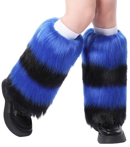 Beinwärmer Damen Mädchen Beinstulpen Kunstfell Stiefelstulpen Weiche Warme Strümpfe Beinlinge Plüsch Stiefelsocken Winter Kältschutz Stulpen Socken Halloween Weihnachten Mottoparty Kostümzubehör