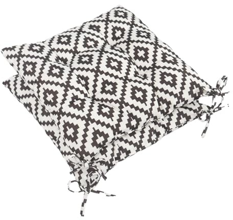 OHS Garden Chair Cushions Geometric, Comfy Soft Outdoor Patio Chair Cushions Outside Seat Pads for Garden Furniture Bistro Chairs, Pack of 2 Grey/White