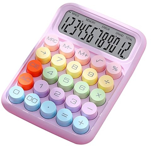 Bunter Taschenrechner, Mechanischer Tastaturrechner für Zuhause, Schule, Büro, Innovativer Elektronischer Tischrechner mit Mechanischer Schalterfunktion (violett)