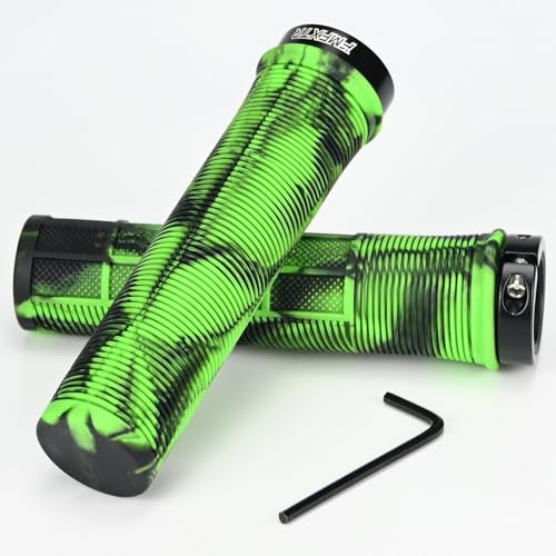 1 paio di manopole per manubrio della bicicletta, in gomma antiscivolo con blocco in alluminio, 22 mm, manopole ergonomiche per bicicletta, MTB, BMX (verde)