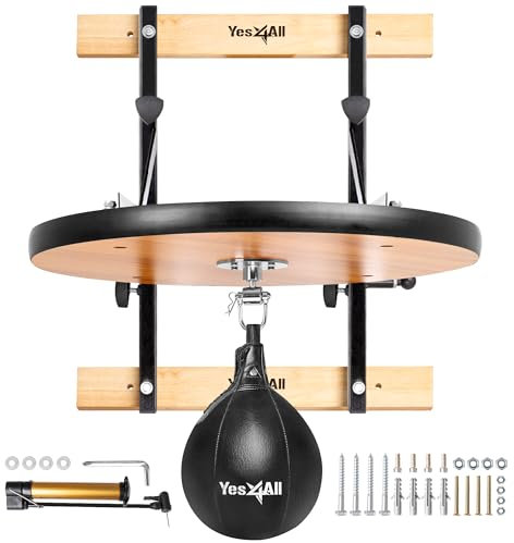 Yes4All 24 inches Adjustable Speed Bag Platform with Upgraded Speed Balls, Wall Mount Punching Bag Boxing Training Full Kit