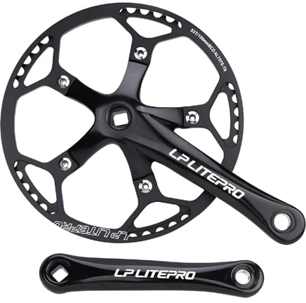 BESNIN Kurbelgarnitur 53T Single Speed Bike Kurbelgarnitur 130mm BCD Einzelkurbelarme für Fahrrad Länge der Kurbel 170 mm Vierkant Kurbelgarnitur Schwarz