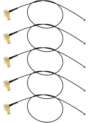 YINETTECH 5X Cable Coaxial de Antena SMA Hembra en ángulo Recto A U.FL IPX MHF4 RF Cable de Extensión de Antena WiFi Minicable Coaxial de 1,13 Mm (12 Pulgadas/30 Cm)