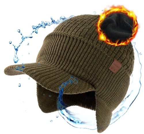 TOP-EX Warme Trappermütze für Damen und Herren, für große Köpfe, für Angeln | DryKnit™, Merinowollmix, isolierendes Fleece-Futter, zuverlässiger Regenschutz, sicher bei Wind und Wetter, flexible Passform
