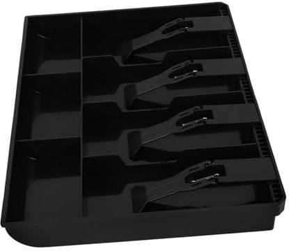 TEHAUX Cash Drawer Einsatz Fächer Münzfächer Abs Plastik Geldkassette Ersatz Aufbewahrung Bargeld Für Geschäft Supermarkt Home Schwarz