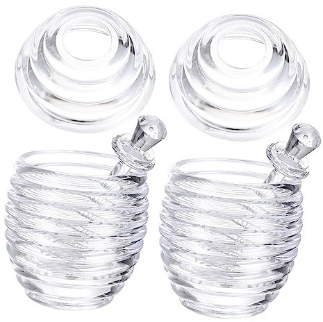 Ciieeo 2pcs Honey Pot Dipper Acrylic Honey Storage Jar Sealed Jar for Kitchen Food Storage Containers