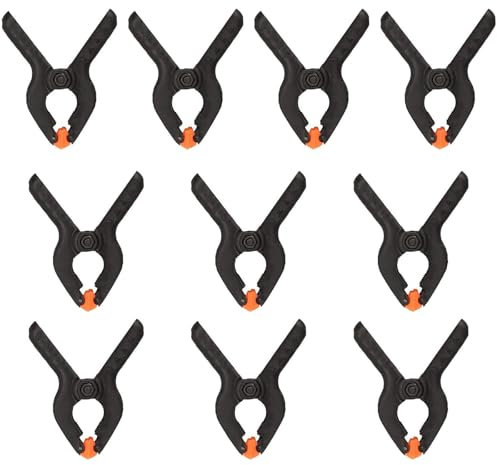 10 mini clip a molla in nylon, 5,1 cm, morsetti a molla in plastica, extra resistenza, per progetti fai da te, arte, artigianato di lavorazione del legno, carta mussola, sfondo fotografico (nero)