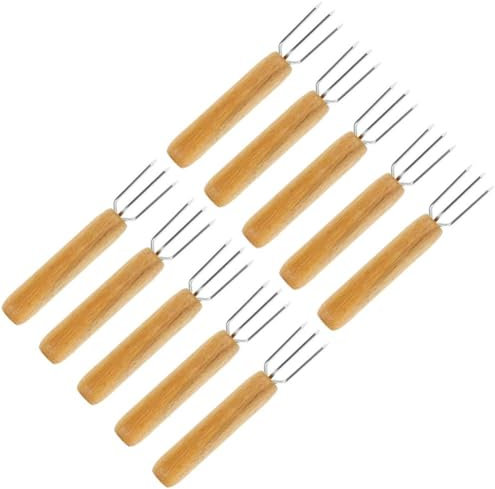 Lot de 10 fourchettes à Pommes de Terre avec 3 Dents en Acier Inoxydable, réutilisables comme brochette de mais, Aide à Peeling