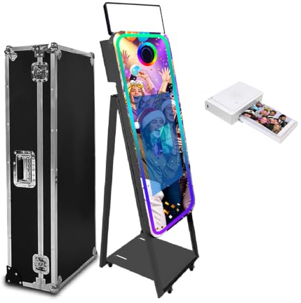 WideMeet Cabine photo magique à écran tactile de 55,9 cm pour appareil photo reflex numérique, selfie de 101,6 cm pour fête de mariage et événement (noir)