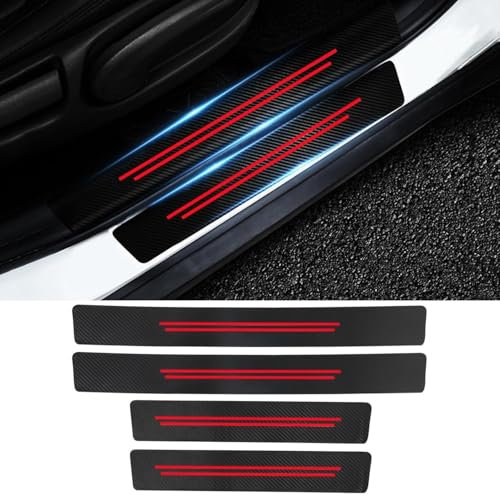 HMYOUXUAN 4 Stück Auto Carbon Fiber Einstiegsleisten für VW Touran I 2003-2010 Autozubehör Türschweller rutschfeste Anti-KratzTrim Scuff Styling SzubehöR
