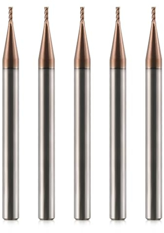 5 frese per albero VHM da 1 mm, in metallo duro, rivestito AlTiN 55 HRC, 4 taglio, foratura, fresatura, levigatura, immersione, CNC, carburo di tungsteno
